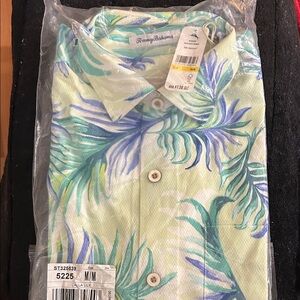 Tommy Bahama Tropical Palm Short Sleeve Shirt - Light Green & Teal